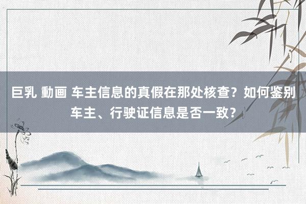 巨乳 動画 车主信息的真假在那处核查？如何鉴别车主、行驶证信息是否一致？